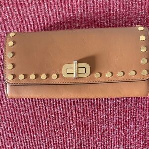 MICHAEL Michael Kors Tan Leather Wallet with Gold Studs